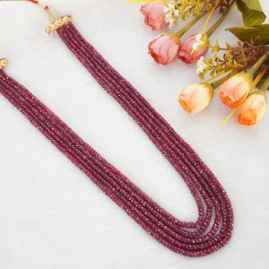Ruby cut beads mala
