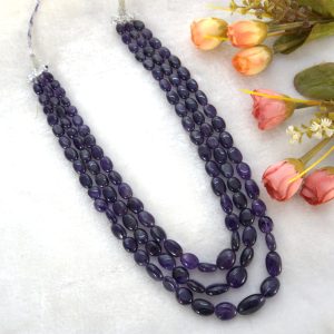 AMETHYST OVAL UNCUT 3 ROWS