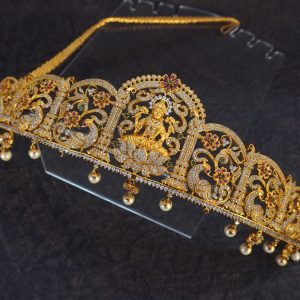 Antique Lakshmi White CZ Hipp Belt – Bridal Waist Belt with Divine Elegance
