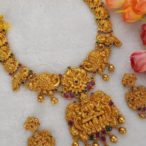 ANTIQUE RED GREEN LAKSHMI NC SET
