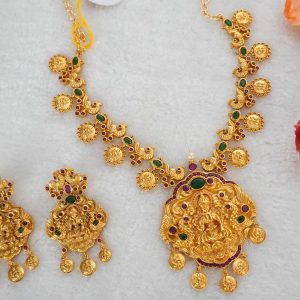ANTIQUE RED GREEN LAKSHMI NC SET