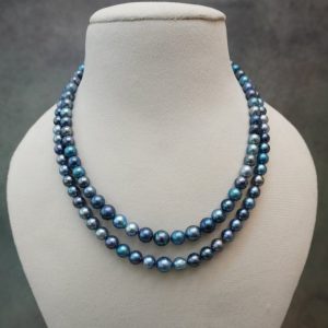 Blue Double line Pearl Mala