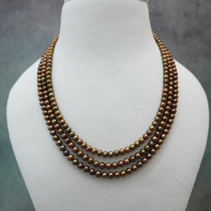 Brown Triple line Pearl Mala (6MM)