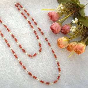 CORAL PEARLS KAMBI MALA 4MM 30 INCH