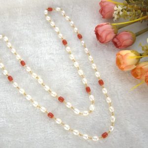 CORAL PEARLS KAMBI MALA 6MM 29 INCH