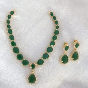 CZ Green Necklace Set