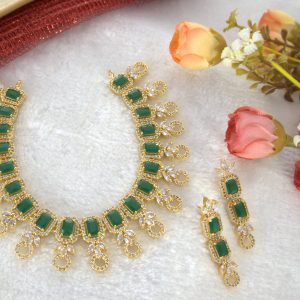 CZ Green Necklace Set