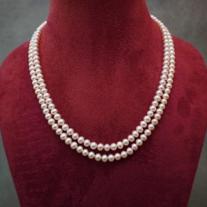 Cream Double line Pearl Mala (6MM)