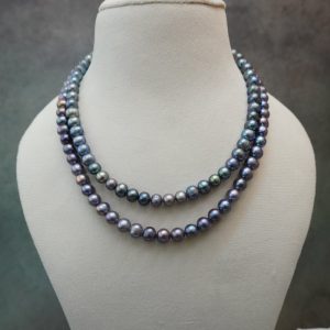 Grey Double line Pearl Mala (9MM)