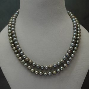 Grey Pearl Double line Mala (9MM)