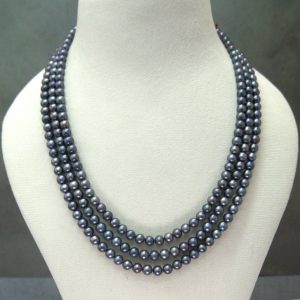 Grey Pearl Triple line Mala (6MM)