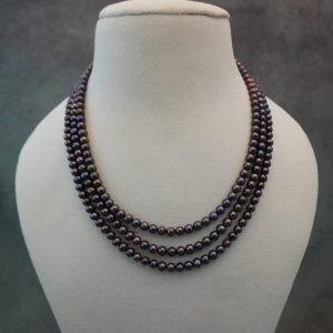 Grey Triple line Pearl Mala (6MM)