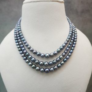 Grey Triple line Pearl Mala