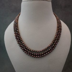 Grey Triple line Pearl Mala (6MM)