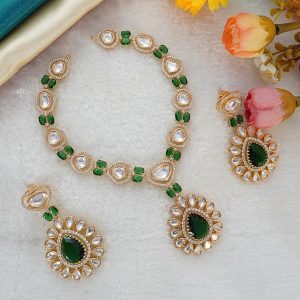 KUNDAN GREEN CZ NC SET