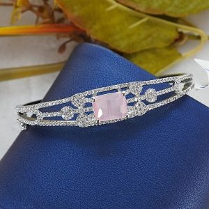 L PINK CZ RH BRACELET