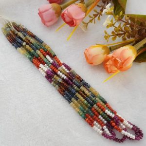 Navarathna Uncut Beads 4mm – Sacred 9-Gemstone Strand for Spiritual & Traditional Use