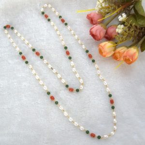 Coral Pearls Kambi Mala 32 Inch 4mm – Handcrafted Mala for Energy & Elegance