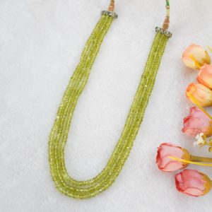 PERIDOT 3 ROWS CUT BEADS