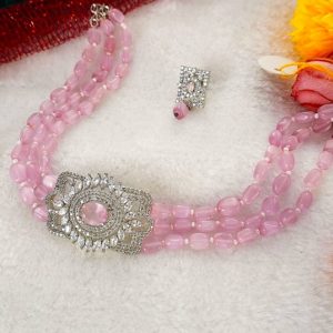 PINK BEADS CZ P SET