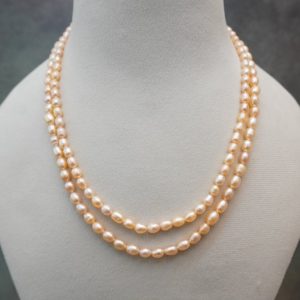 Peach Double line Pearl line Mala (5MM)