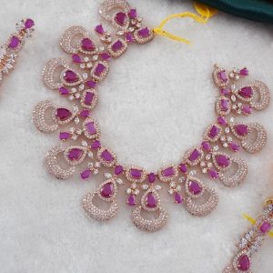 RED CZ ROSE GOLD NC SET