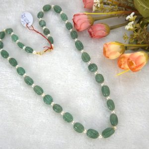 Strawberry Oval Pumpkin with Pearls (24 Inch) – Designer Beaded Necklace for Ethnic Wear