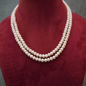 White Double line Pearl Mala (8MM)