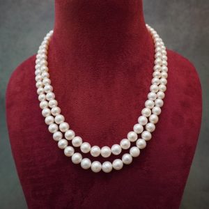 White Double line Pearl Mala
