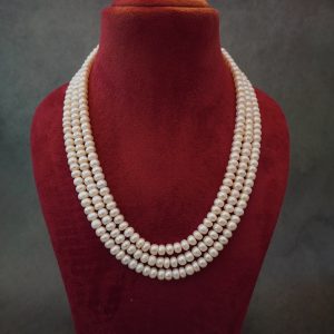 White Pearl Triple line Mala (7MM)
