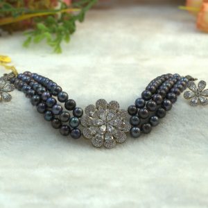 Grey 3 Row Choker Set