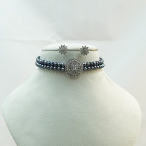 2 Row Black Choker Set