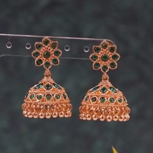 Antique Green Stone Jhumki