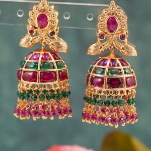 Antique Red and Green Jhumki
