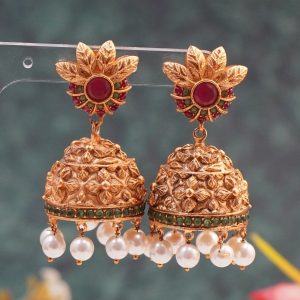 Antique Red and Green Jhumki