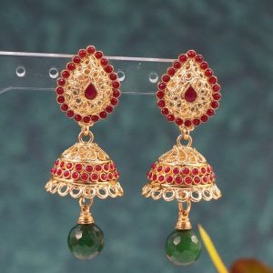 Antique Red Stone Jhumki
