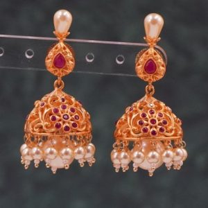 Antique Red Stone Jhumki