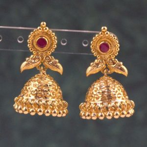 ANTIQUE RED STONE Jhumki