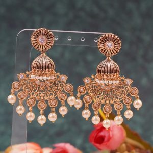 Antique White Polki Jhumki