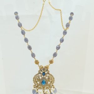 Blue Beads and Victorian pendant