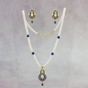 Blue Locket Set with Pearls