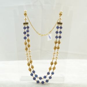Blue Monalisa Beads Kambi Mala (2 Rows)