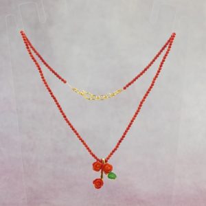 Coral Mala with Coral Jade Locket