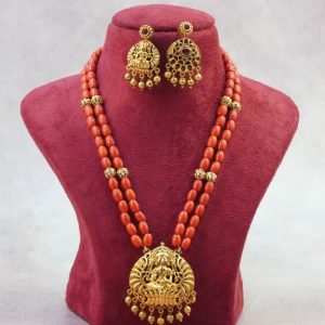 Coral Mala Antique Lakshmi Pendant Set