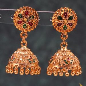 Enamel Red & Green Jhumki