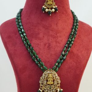 Green Beads and Victorian Pendant