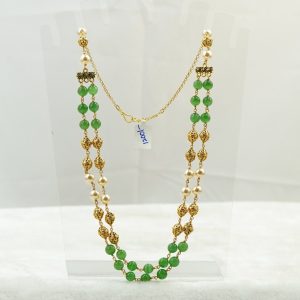 Green Monalisa Beads Kambi Mala (2 Rows)
