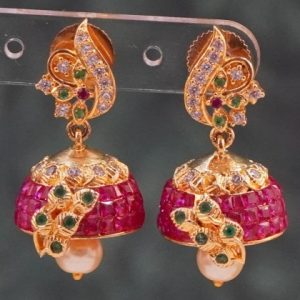 Kempu Red & Green Jhumki