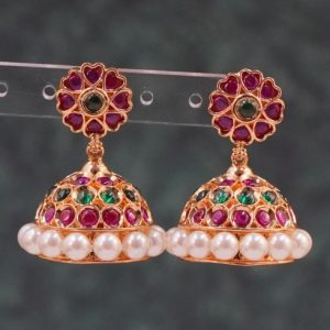Kempu Red & Green Jhumki