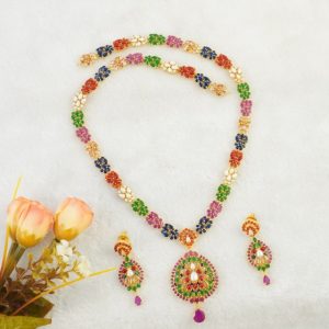 Navarathna Long Necklace Set
